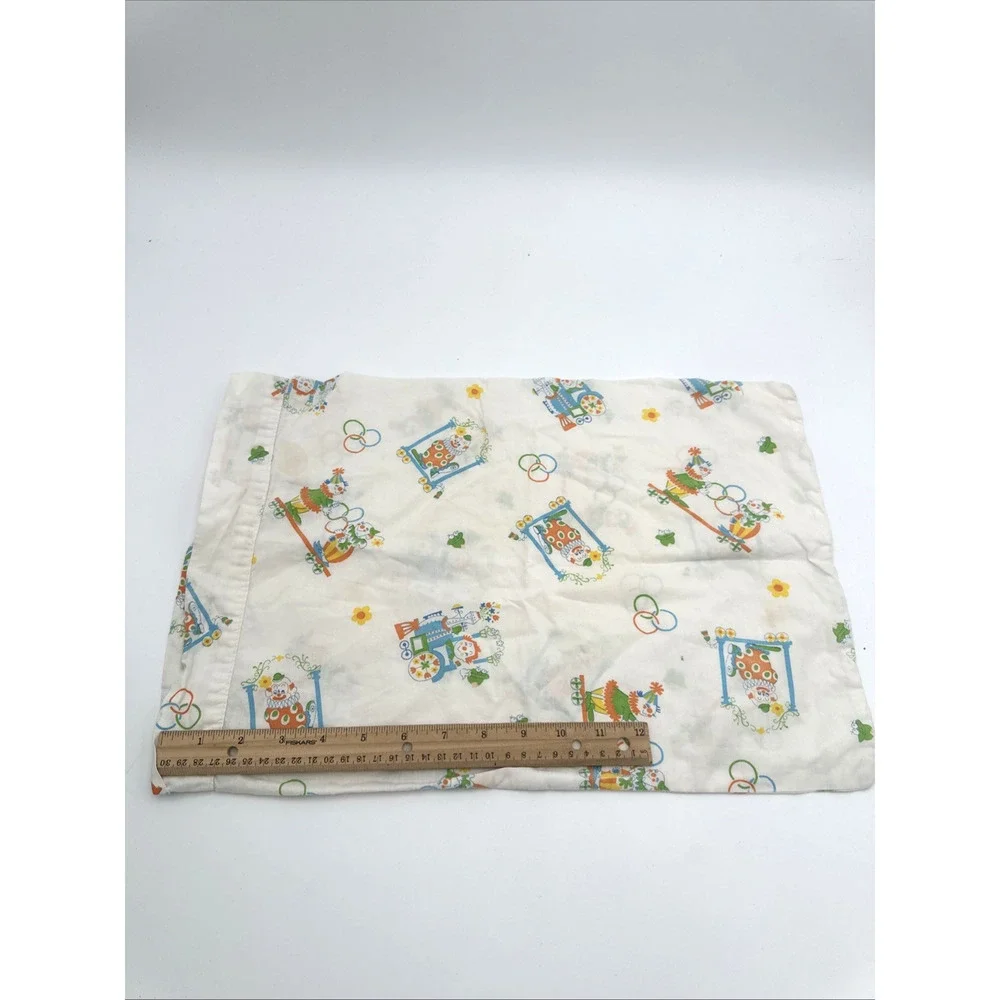 2 Vintage Baby Pillow Cases. Clowns Bunny Turtles